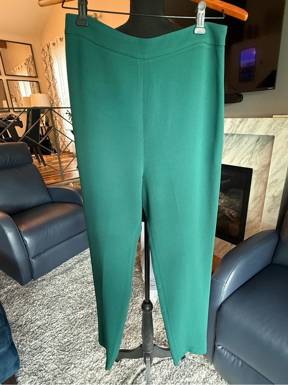 Brandon Maxwell Emerald Green Ankle Pants Side Zip Size 10 Made in New York